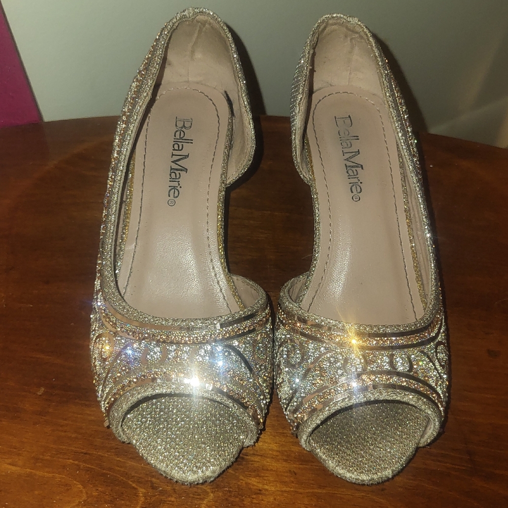 Bella Marie Toddler Girls Glitter ½inch Heals - Silver & Gold